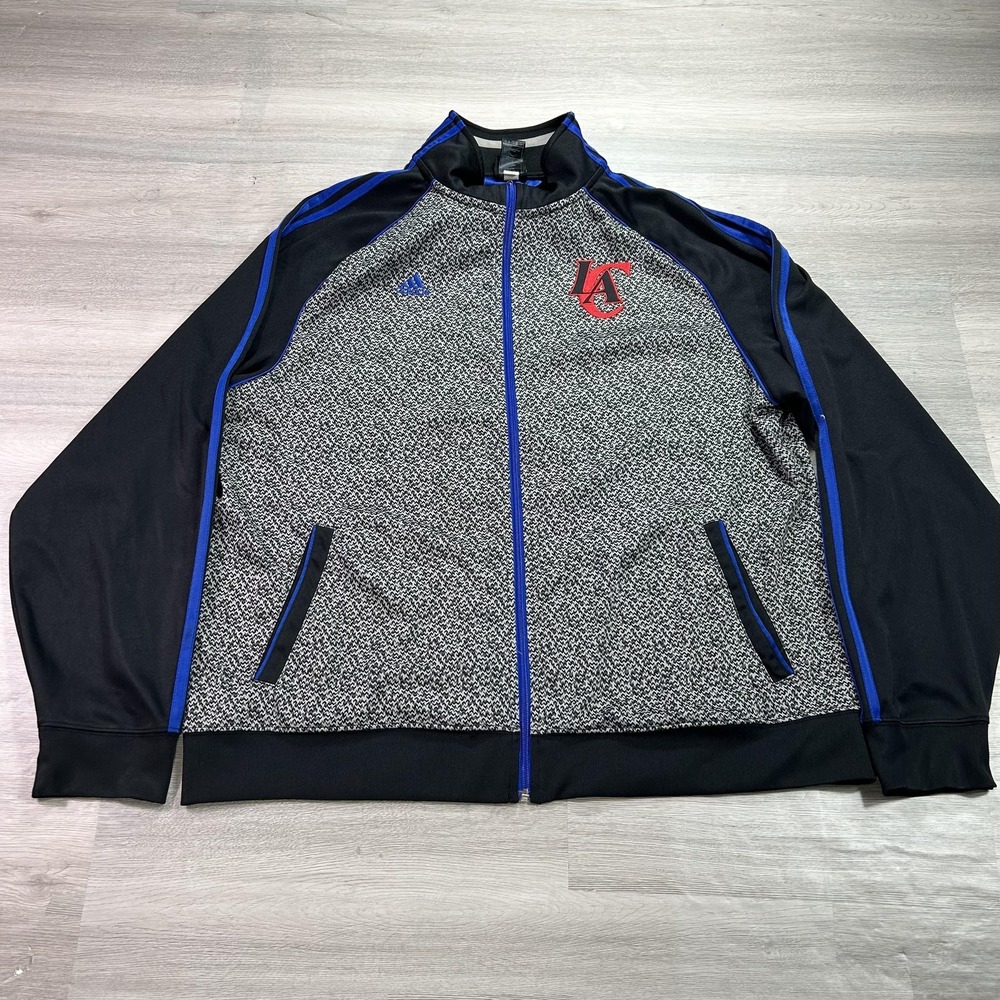 Adidas Los Angeles Clippers Track Jacket Mens XL Gray Black Full Zip Herringbone